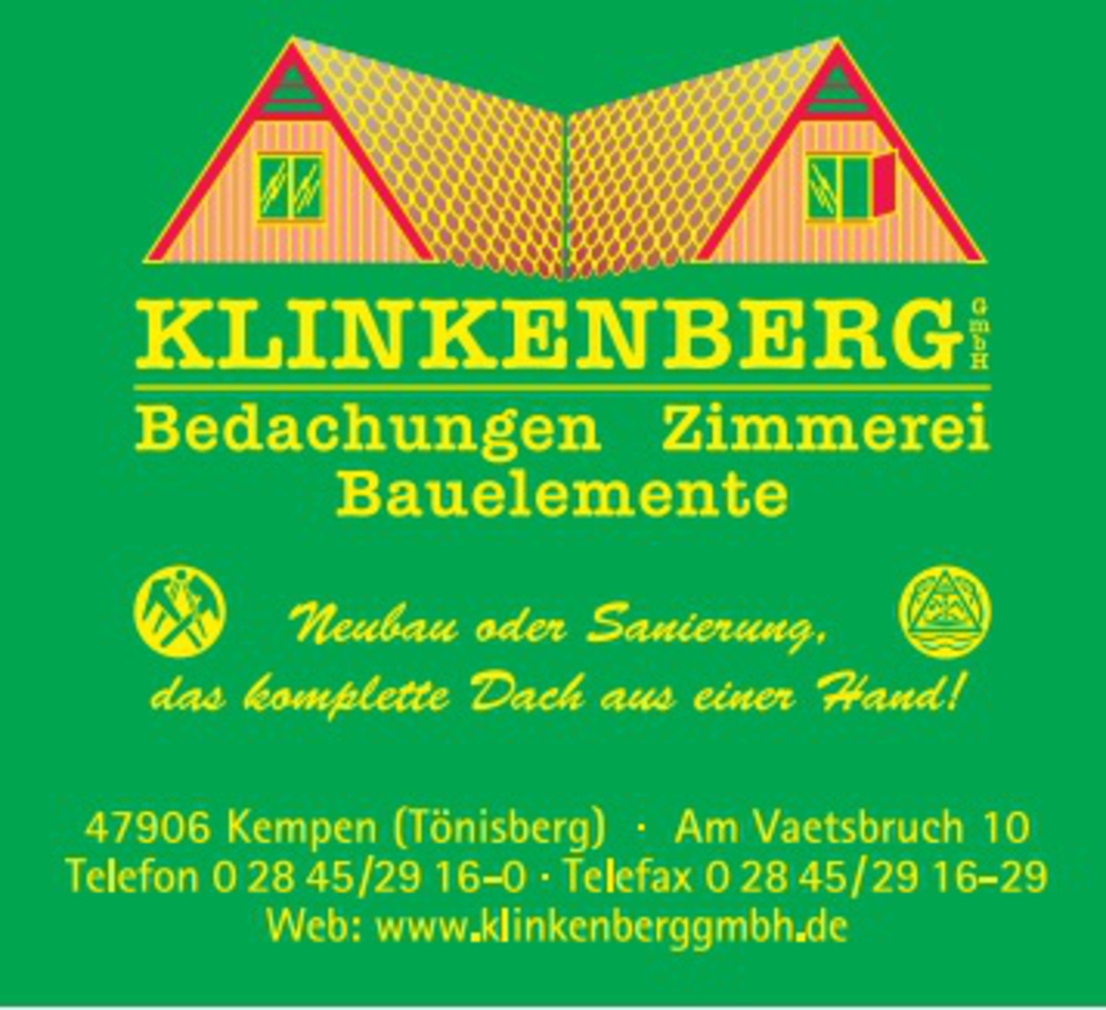 Klinkenberg GmbH – Bedachungen · Zimmerei · Bauelemente